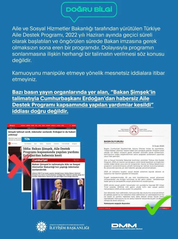 Aile Destekleri kesildi mi? Açıklama İletişim'den geldi haberi