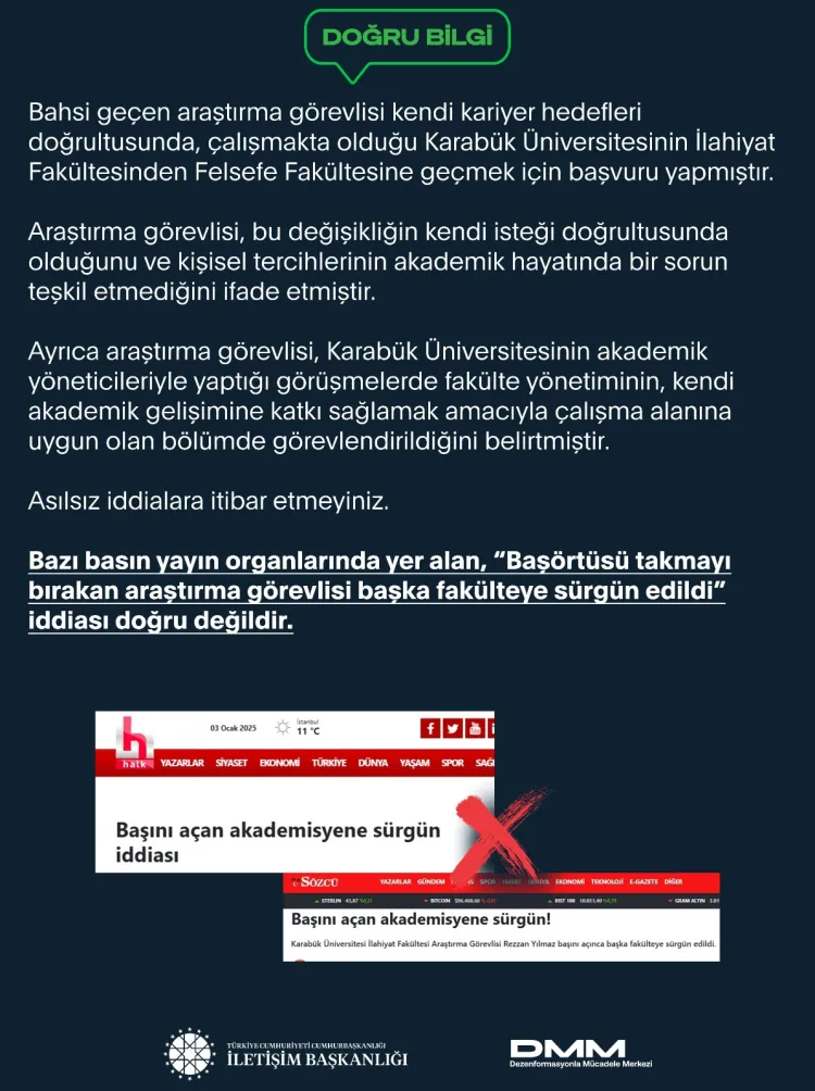 Başörtüsü sürgünü iddialarına İletişim'den açıklama haberi