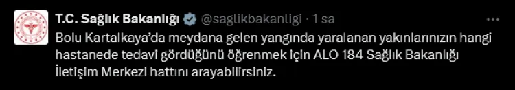 Bolu faciasındaki yaralı yakınları Alo 184'ten bilgi alabilecek haberi