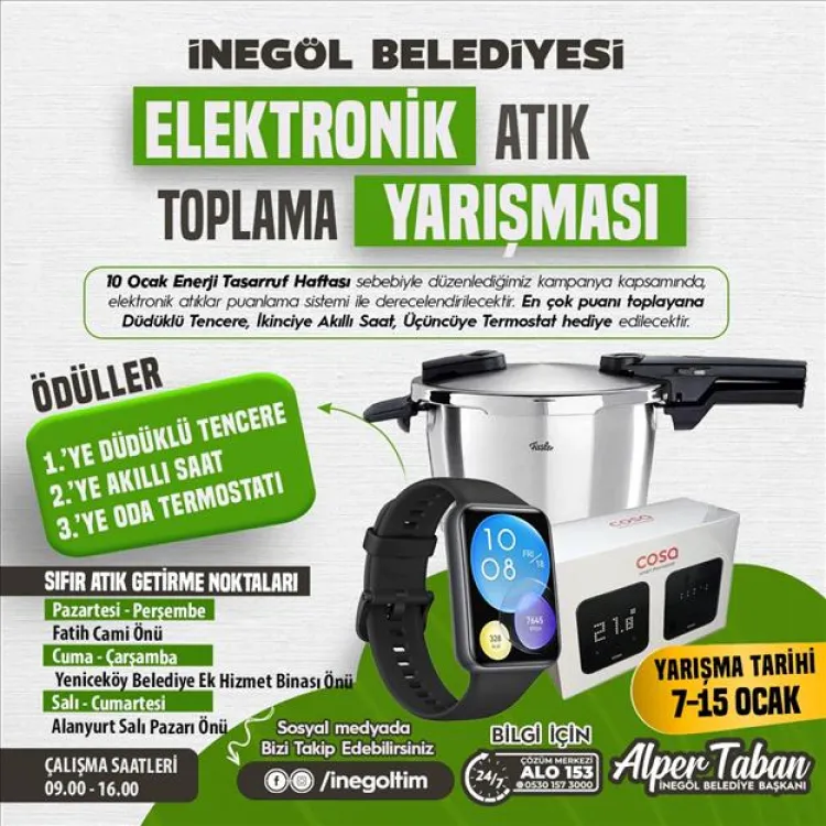 Bursa İnegöl'de elektronik atık toplama yarışması başladı haberi