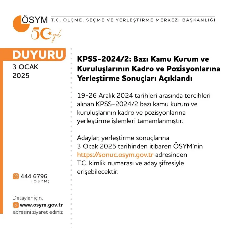 KPSS-2024/2 sonuçları açıklandı haberi