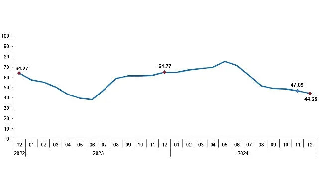 Tüik:  Tüketici fiyat endeksi (TÜFE) yıllık %44,38, aylık %1,03 arttı ekonomi haberi