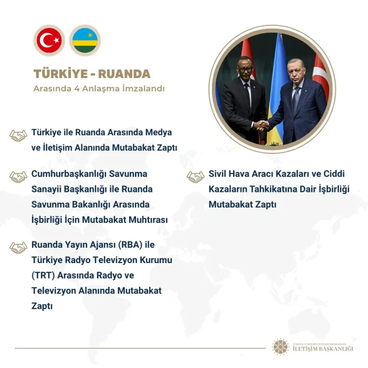 Türkiye ile Ruanda arasında 4 anlaşma imzalandı haberi