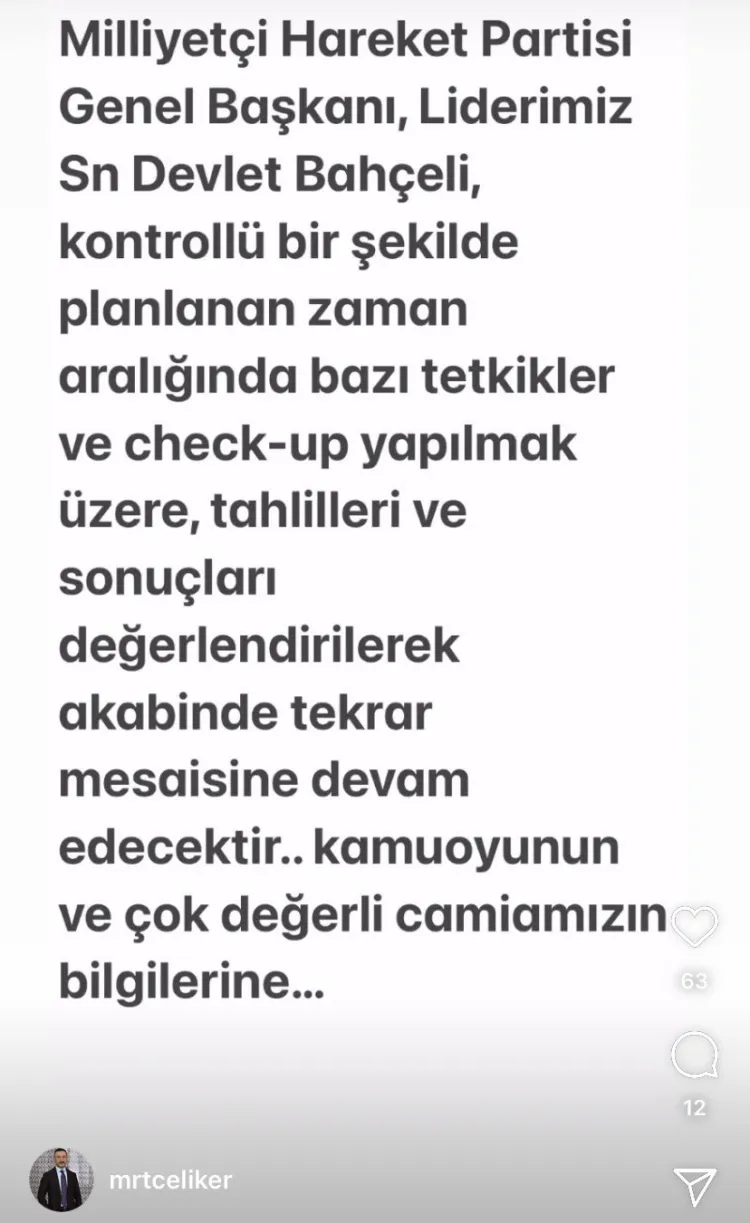 'Bahçeli hastaneye kaldırıldı' iddialarına Özel Kalem açıklaması haberi