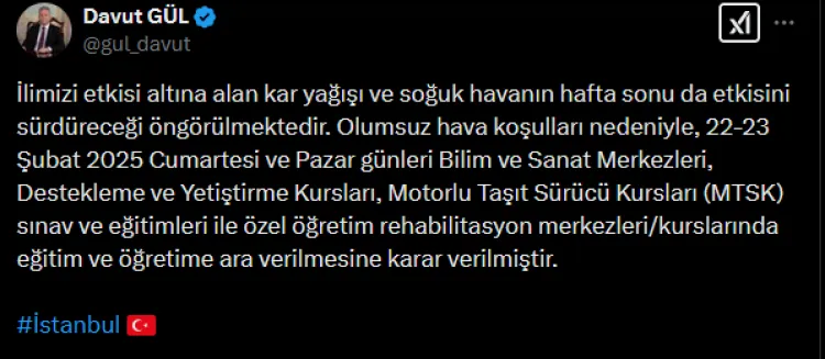 İstanbul'da hafta sonu sınav ve eğitimlere zorunlu ara! haberi