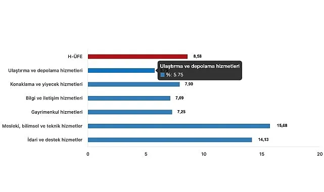 Tüik: Hizmet Üretici Fiyat Endeksi (H-ÜFE) yıllık %40,44 arttı, aylık %8,58 arttı haberi