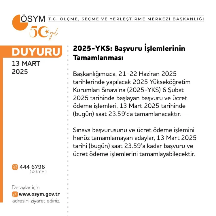 2025-YKS'de geç başvurularda son gün haberi