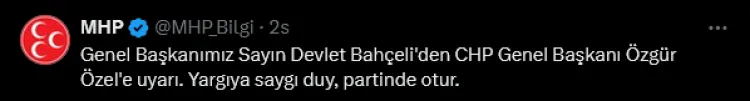 Bahçeli'den 'Özel' uyarı: Otur partinde! haberi