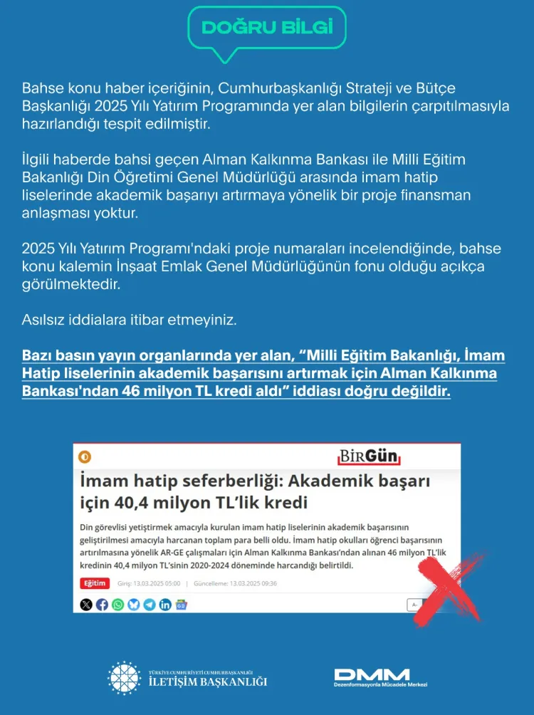 İmam Hatipler'in başarısı için kredi iddiaları asılsız! haberi